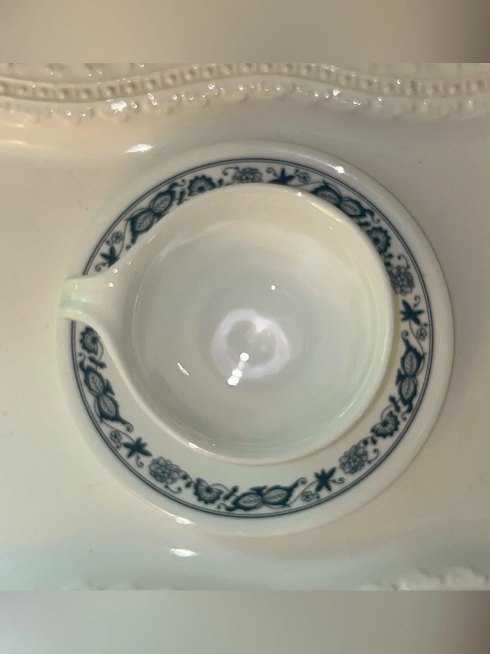 Vintage Corelle Old Town Blue Hook-Handle Cup and Saucer Set -set of 6